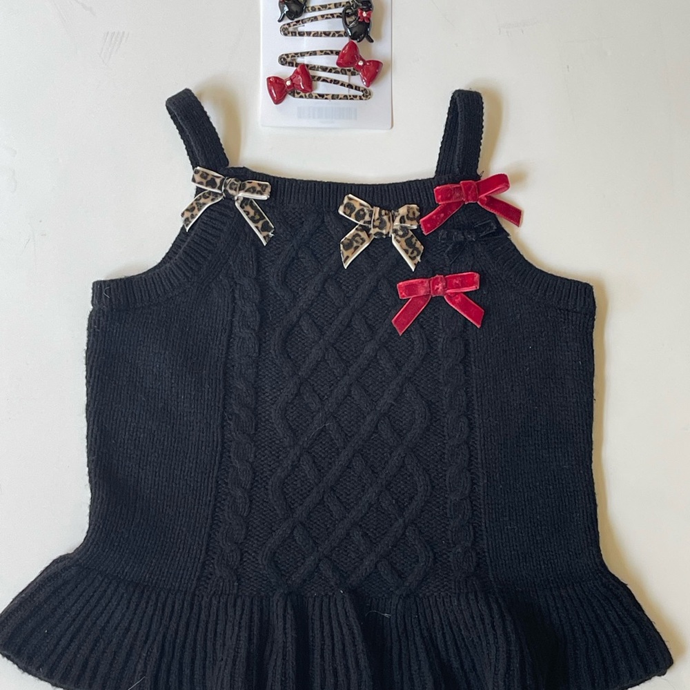 Gymboree Black Knit Sweater (barrettes included)